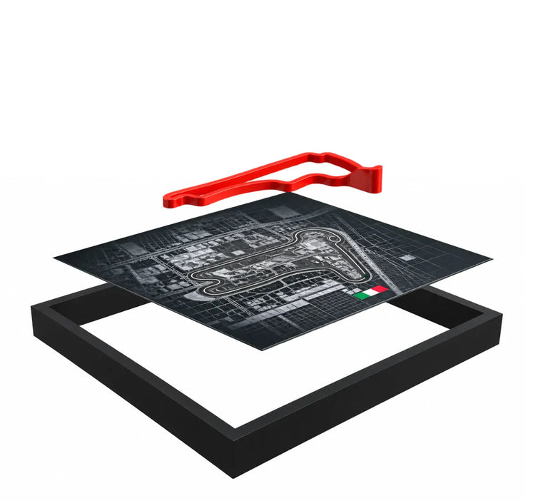 Circuito en relieve 3D sobre el mapa
