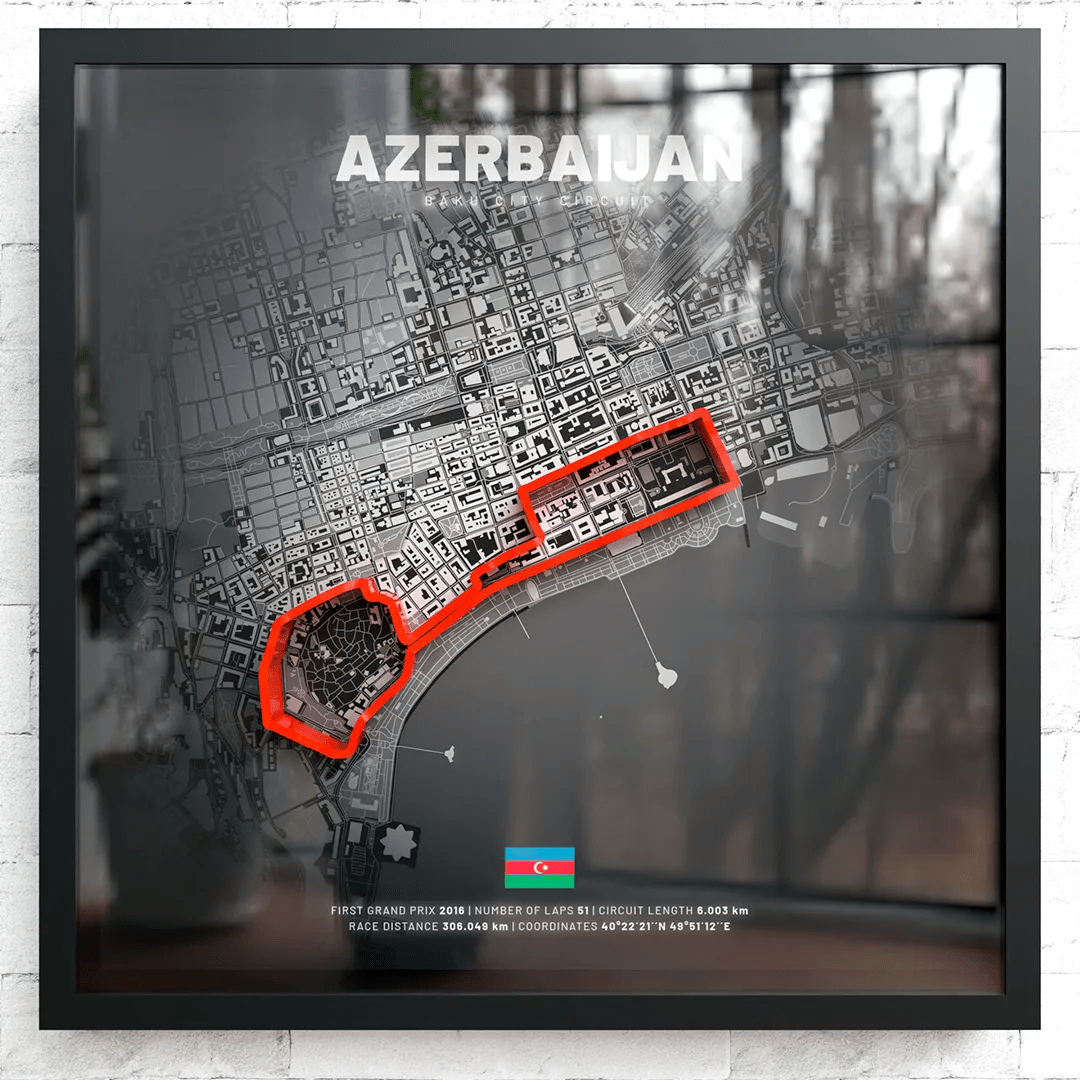 Azerbaijan // Baku City Circuit SporticArt® Black - SporticArt - SporticArt