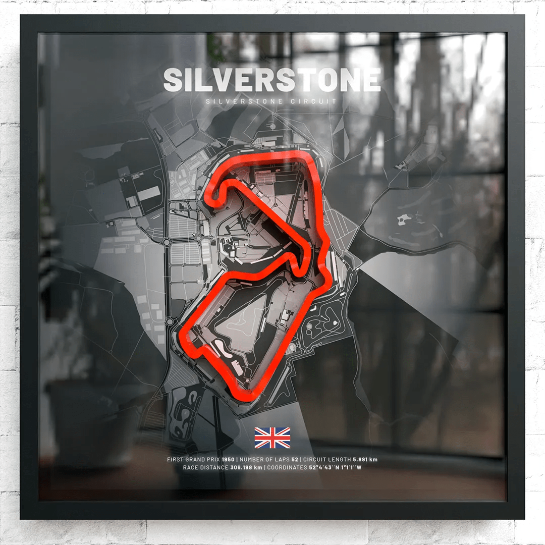 Great Britain // Silverstone Circuit SporticArt® Black - SporticArt - SporticArt