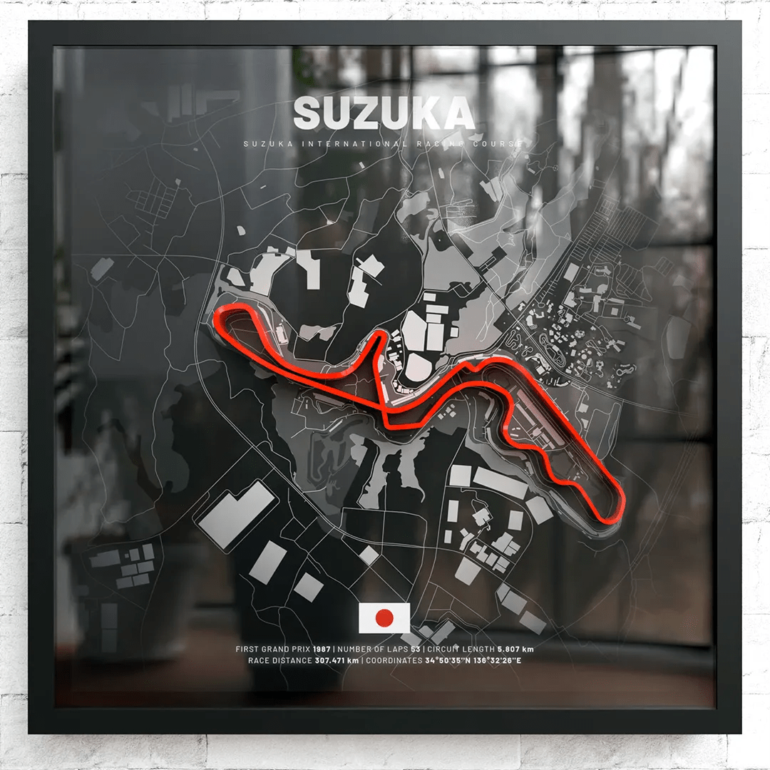 Japan // Suzuka International Racing Course SporticArt® Black - SporticArt - SporticArt