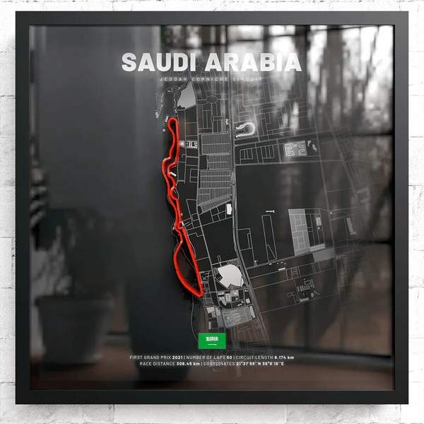 Saudi Arabia // Jeddah Corniche Circuit SporticArt® Black