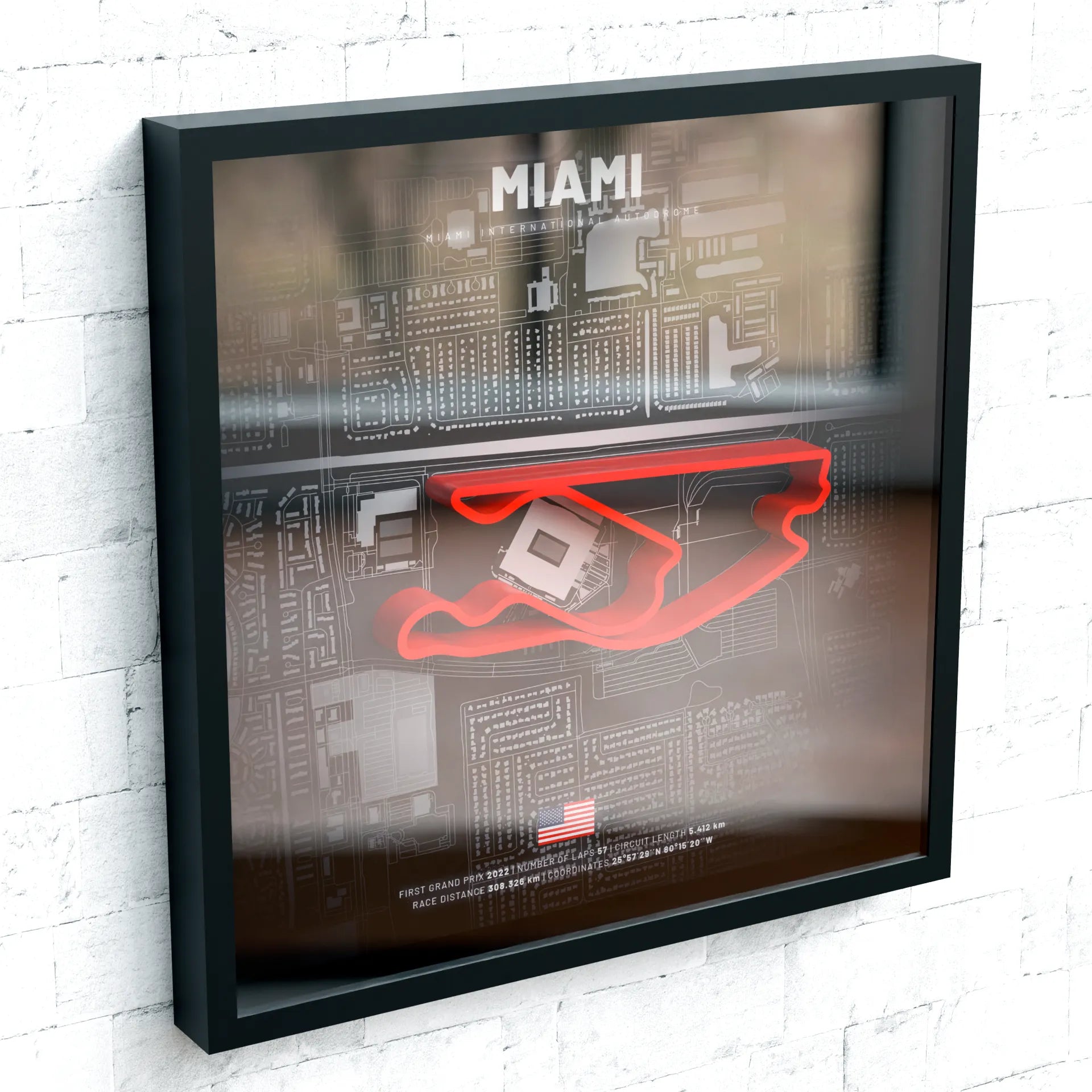 United States // Miami International Autodrome SporticArt® Black - SporticArt - SporticArt